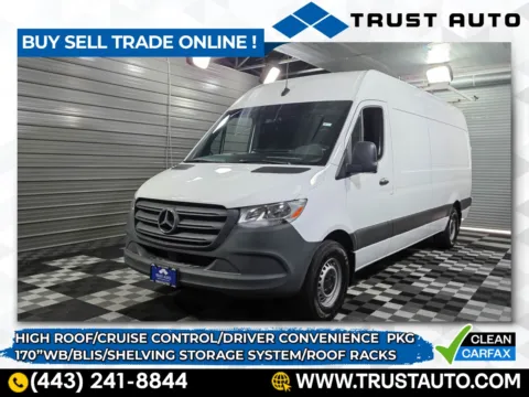 White 2023 Mercedes-Benz Sprinter 2500 Cargo 170'' High Roof Minivan/Van w/Shelving Storage System for sale in Sykesville, MD