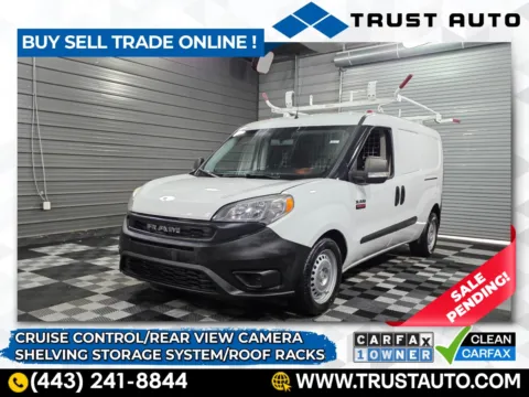White 2020 Ram ProMaster City Tradesman Cargo Minivan/Van w/Shelving Storage System/Roof Racks for sale in Sykesville, MD
