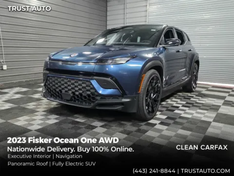 Blue 2023 Fisker Ocean One AWD Electric Luxury SUV for sale in Sykesville, MD