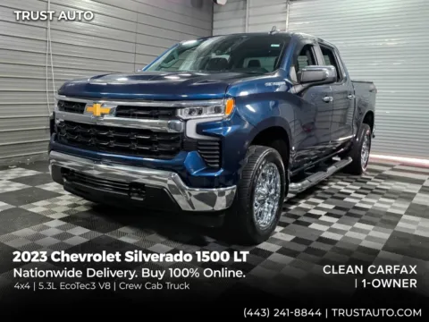 Blue 2023 Chevrolet Silverado 1500 LT 4WD Crew Cab 5.3L EcoTec V8 Pickup Truck for sale in Sykesville, MD
