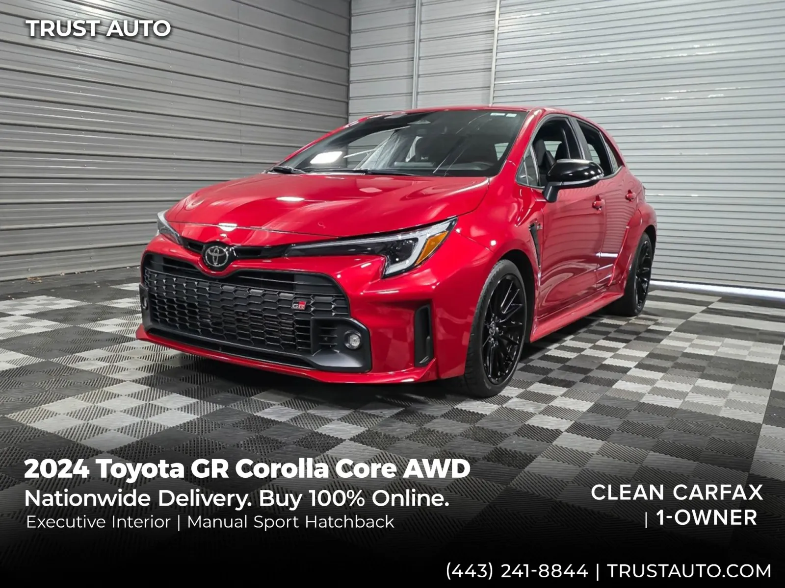 Red 2024 Toyota GR Corolla Core AWD 6-Speed Intelligent Manual Hatchback for sale in Sykesville, MD