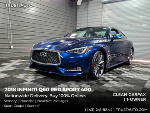 Blue 2018 INFINITI Q60 RED SPORT 400 Coupe w/Sensory/Proassist/Proactive Pkgs for sale in Sykesville, MD
