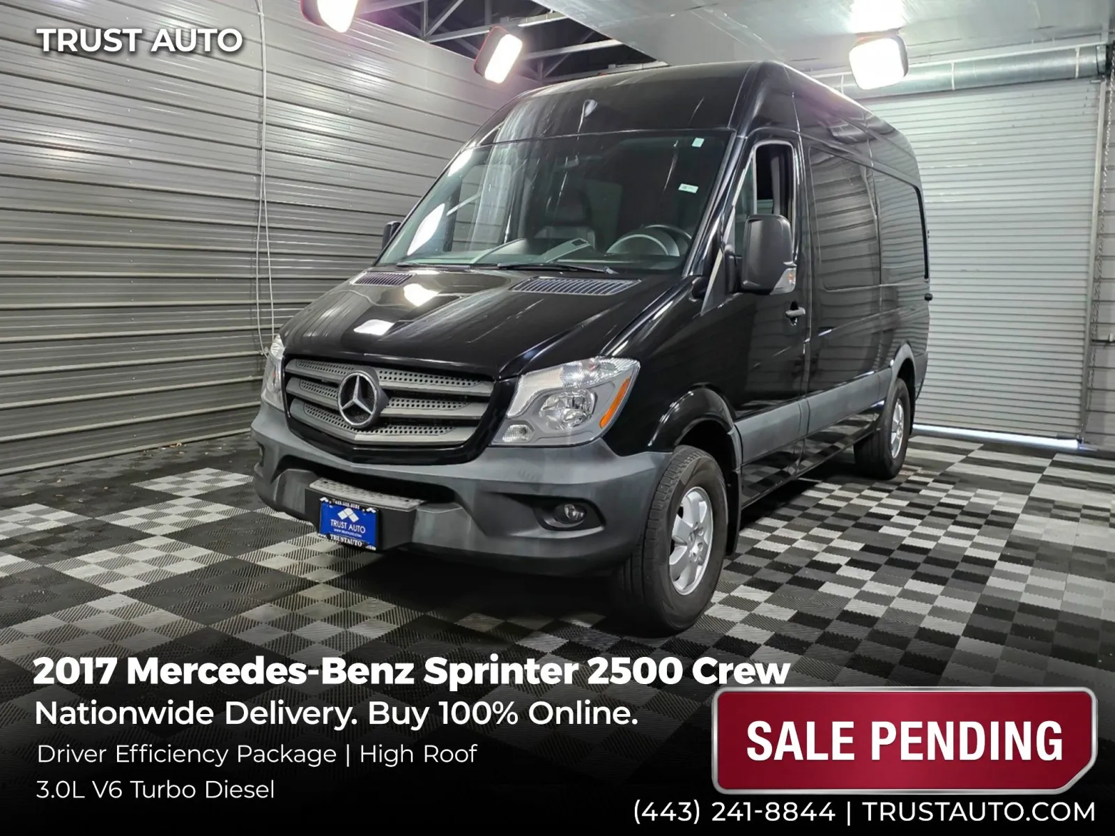 2017 Mercedes-Benz Sprinter 2500 Crew 144'WB High Roof 3.0L V6 Turbo Diesel Minivan/Van for sale in Sykesville, MD