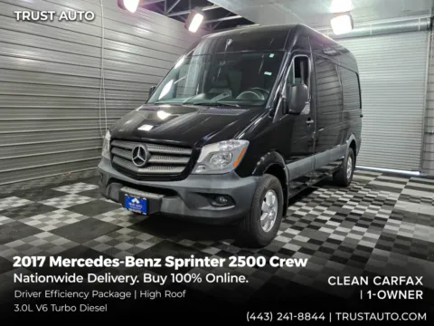 Black 2017 Mercedes-Benz Sprinter 2500 Crew 144'WB High Roof 3.0L V6 Turbo Diesel Minivan/Van for sale in Sykesville, MD