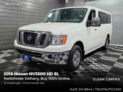 White 2018 Nissan NV3500 HD 12-Passenger SL Low Roof Minivan/Van for sale in Sykesville, MD