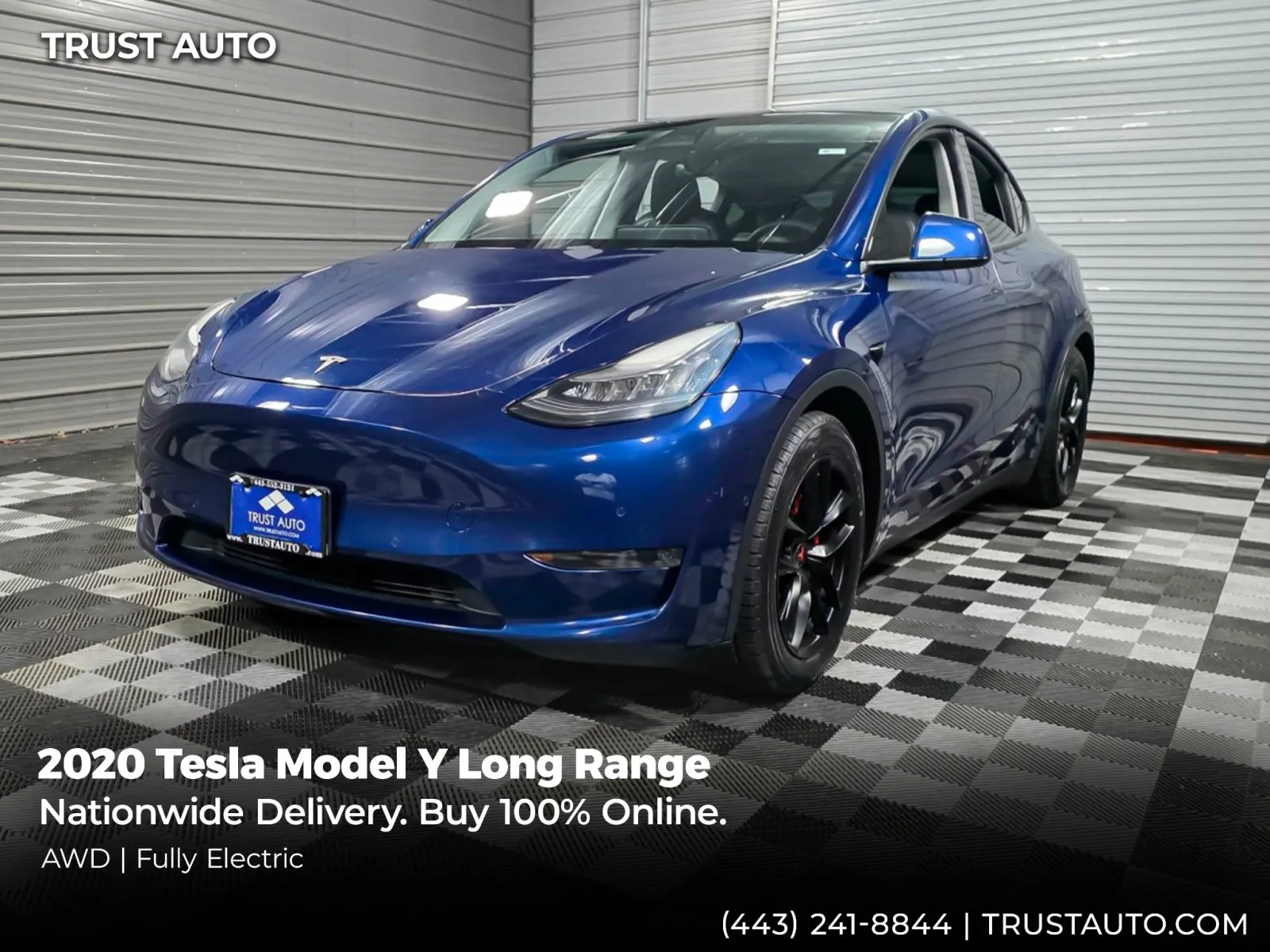 Blue 2020 Tesla Model Y Long Range AWD Electric SUV for sale in Sykesville, MD