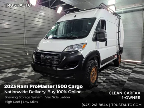 White 2023 Ram ProMaster 1500 Cargo 136''WB High Roof Minivan/Van w/Shelving Storage System for sale in Sykesville, MD