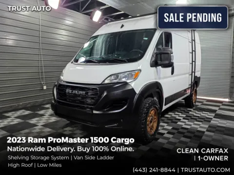 White 2023 Ram ProMaster 1500 Cargo 136''WB High Roof Minivan/Van w/Shelving Storage System for sale in Sykesville, MD