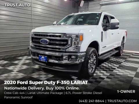 White 2020 Ford Super Duty F-350 SRW LARIAT 4WD Crew Cab 6.7L Power Stroke Diesel Pickup Truck w/Ultimate Pkg for sale in Sykesville, MD