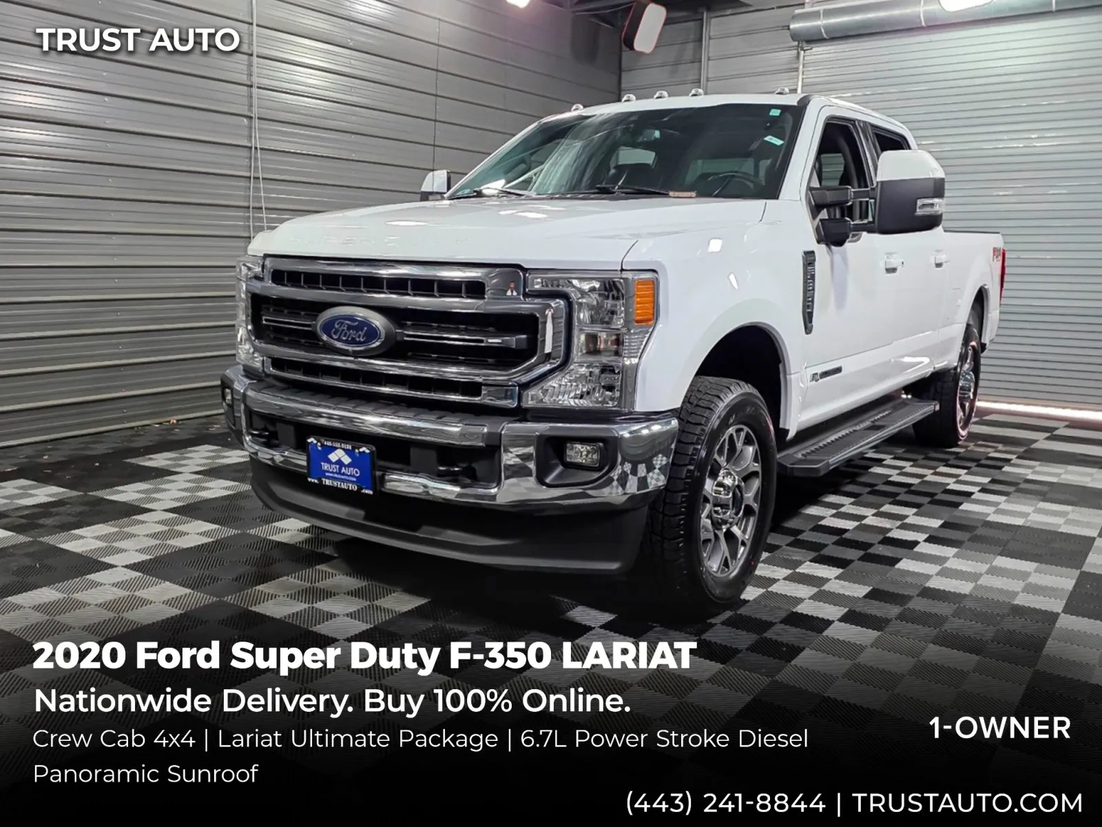 White 2020 Ford Super Duty F-350 SRW LARIAT 4WD Crew Cab 6.7L Power Stroke Diesel Pickup Truck w/Ultimate Pkg for sale in Sykesville, MD