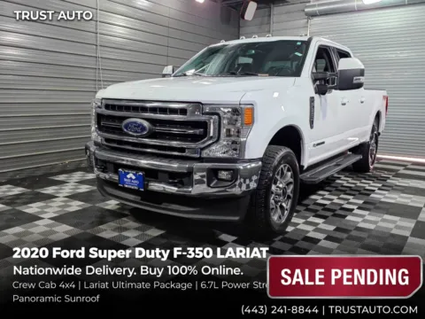 White 2020 Ford Super Duty F-350 SRW LARIAT 4WD Crew Cab 6.7L Power Stroke Diesel Pickup Truck w/Ulti for sale in Sykesville, MD
