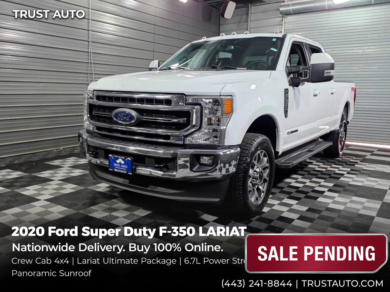 White 2020 Ford Super Duty F-350 SRW LARIAT 4WD Crew Cab 6.7L Power Stroke Diesel Pickup Truck w/Ulti for sale in Sykesville, MD