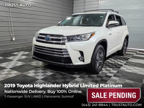 White 2019 Toyota Highlander Hybrid Limited Platinum AWD 7-Passenger SUV for sale in Sykesville, MD