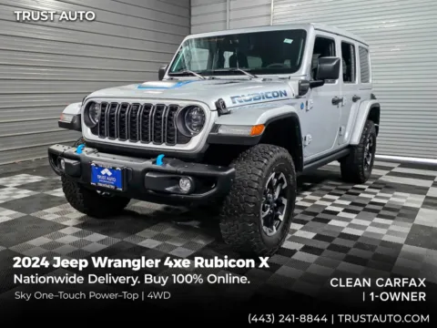 Silver 2024 Jeep Wrangler 4xe Rubicon X 4WD Hard-Top Hybrid SUV for sale in Sykesville, MD