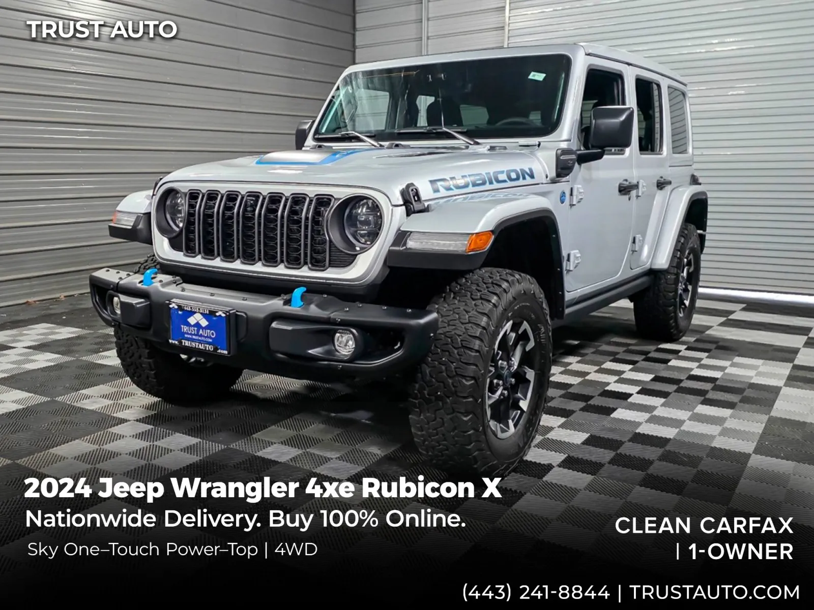 Silver 2024 Jeep Wrangler 4xe Rubicon X 4WD Hard-Top Hybrid SUV for sale in Sykesville, MD