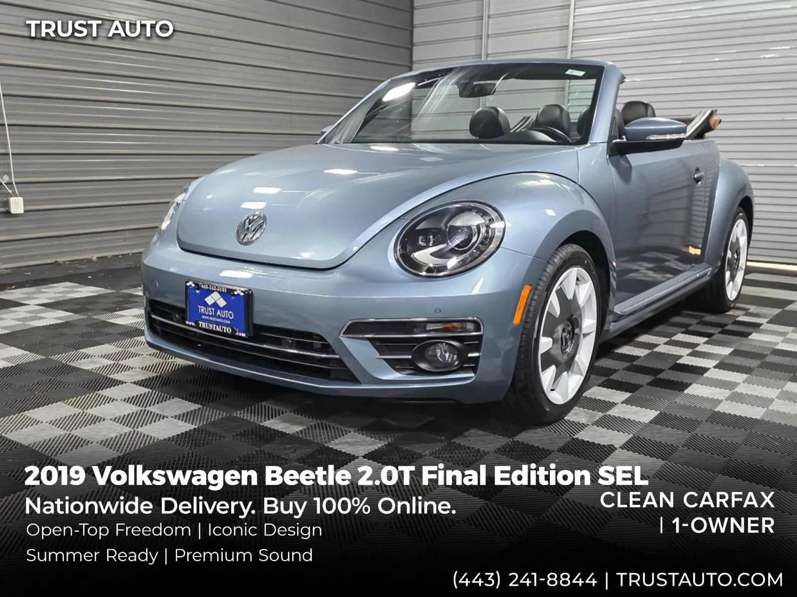 Blue 2019 Volkswagen Beetle Final Edition SEL Soft-Top Convertible for sale in Sykesville, MD