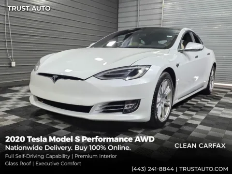 White 2020 Tesla Model S Performance AWD Electric Hatchback for sale in Sykesville, MD