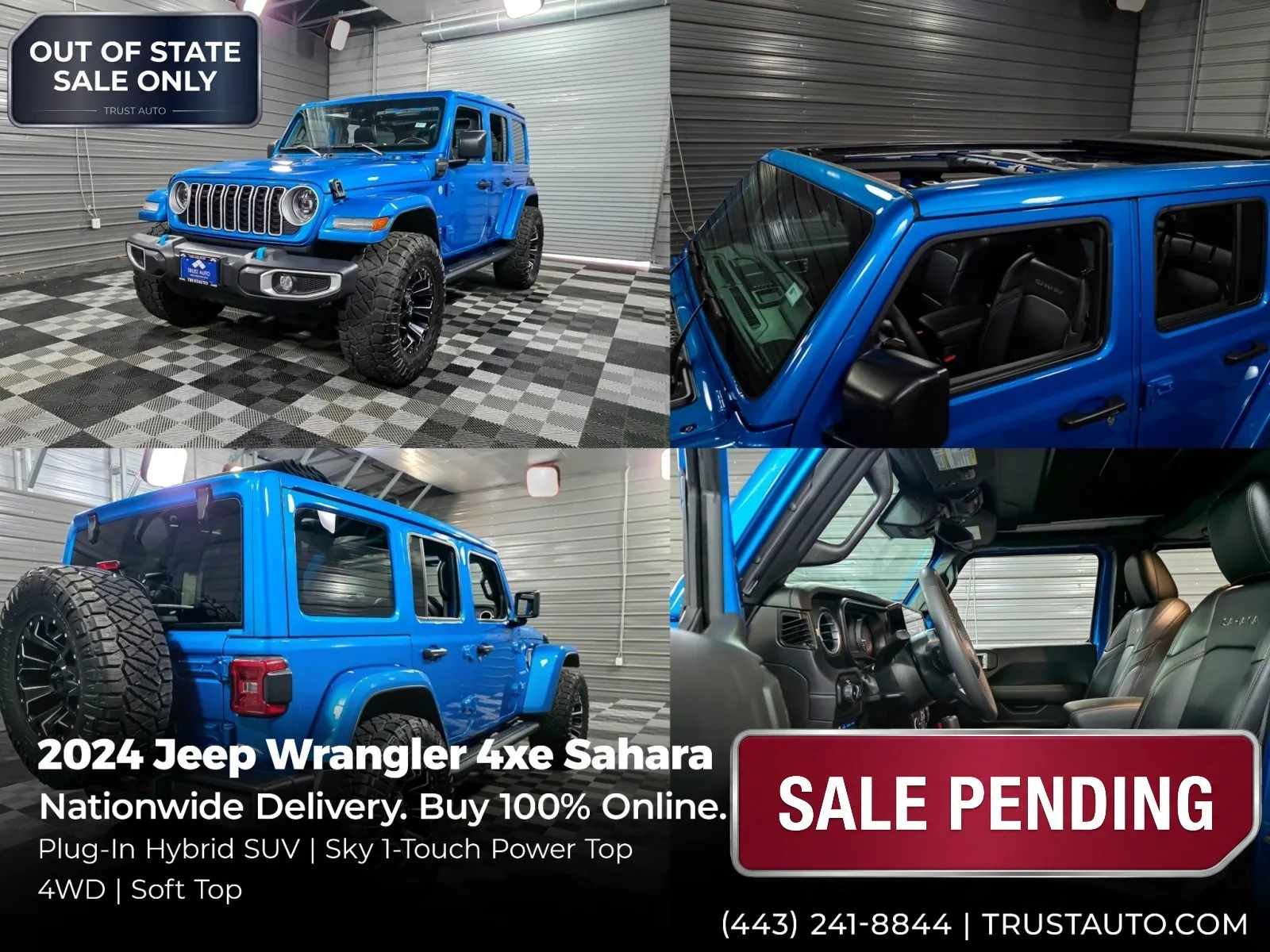 2024 Jeep Wrangler 4xe Sahara 4WD Sky One-Touch Power Top Plug-in Hybrid SUV for sale in Sykesville, MD