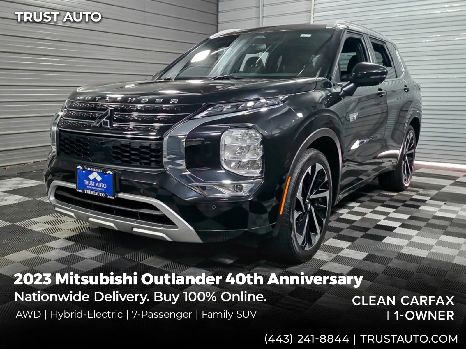 Black 2023 Mitsubishi Outlander PHEV 40th Anniversary AWD 7-Passenger Hybrid-Electric SUV for sale in Sykesville, MD