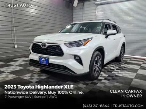 White 2023 Toyota Highlander XLE AWD 7-Passenger SUV for sale in Sykesville, MD