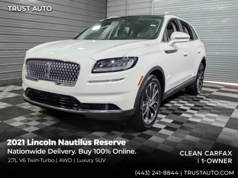 White 2021 Lincoln Nautilus Reserve AWD 2.7L V6 Twin-Turbo SUV for sale in Sykesville, MD