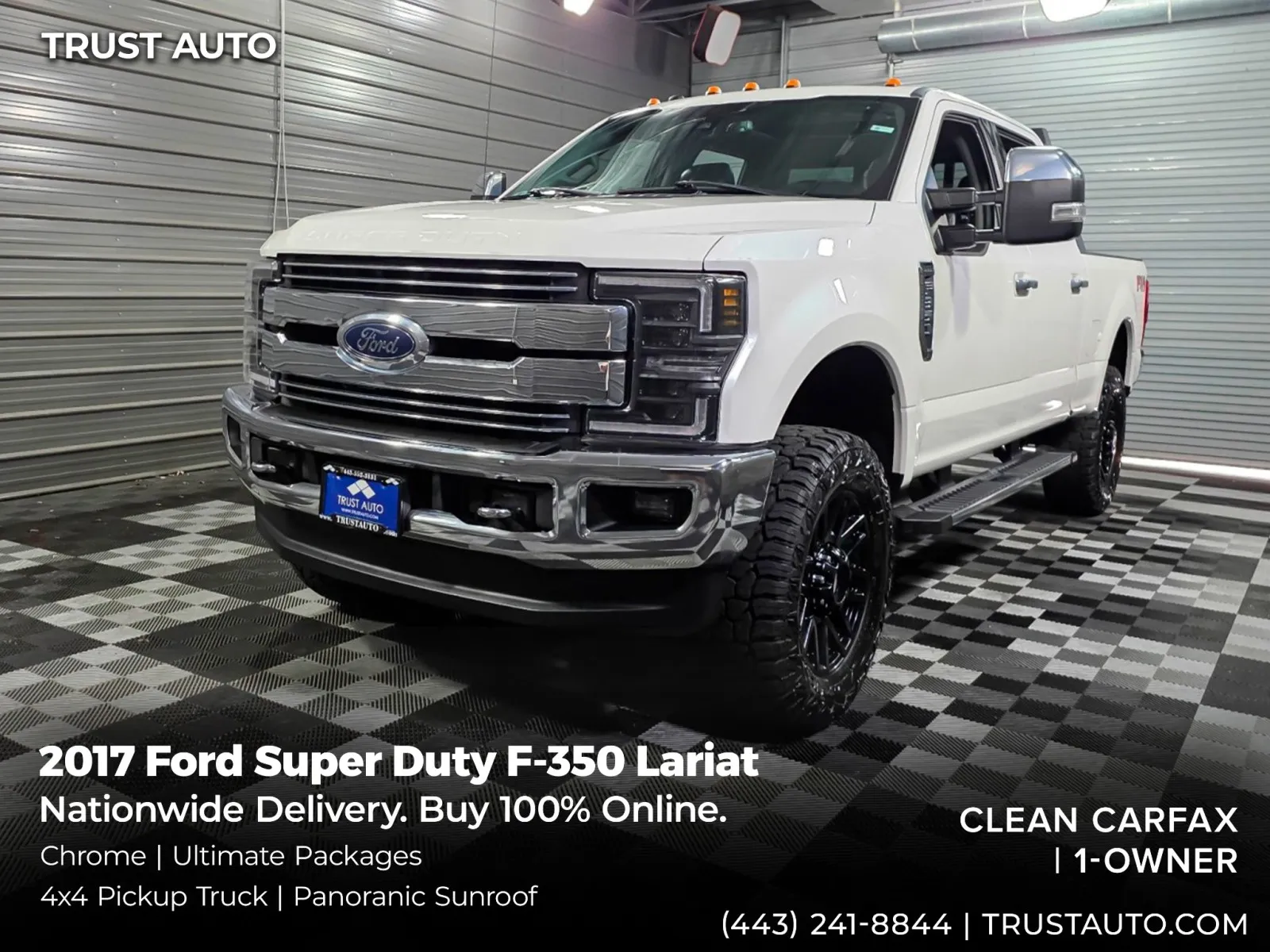 White 2017 Ford Super Duty F-350 SRW Lariat 4WD Crew Cab Pickup Truck w/Ultimate Pkg for sale in Sykesville, MD