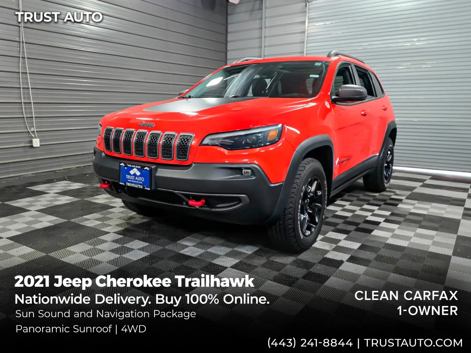 Orange 2021 Jeep Cherokee Trailhawk 4WD SUV for sale in Sykesville, MD