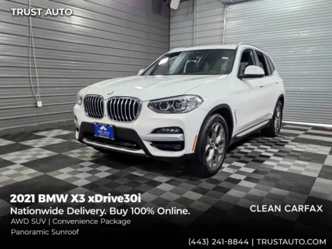 White 2021 BMW X3 xDrive30i AWD SUV w/Convenience Pkg for sale in Sykesville, MD