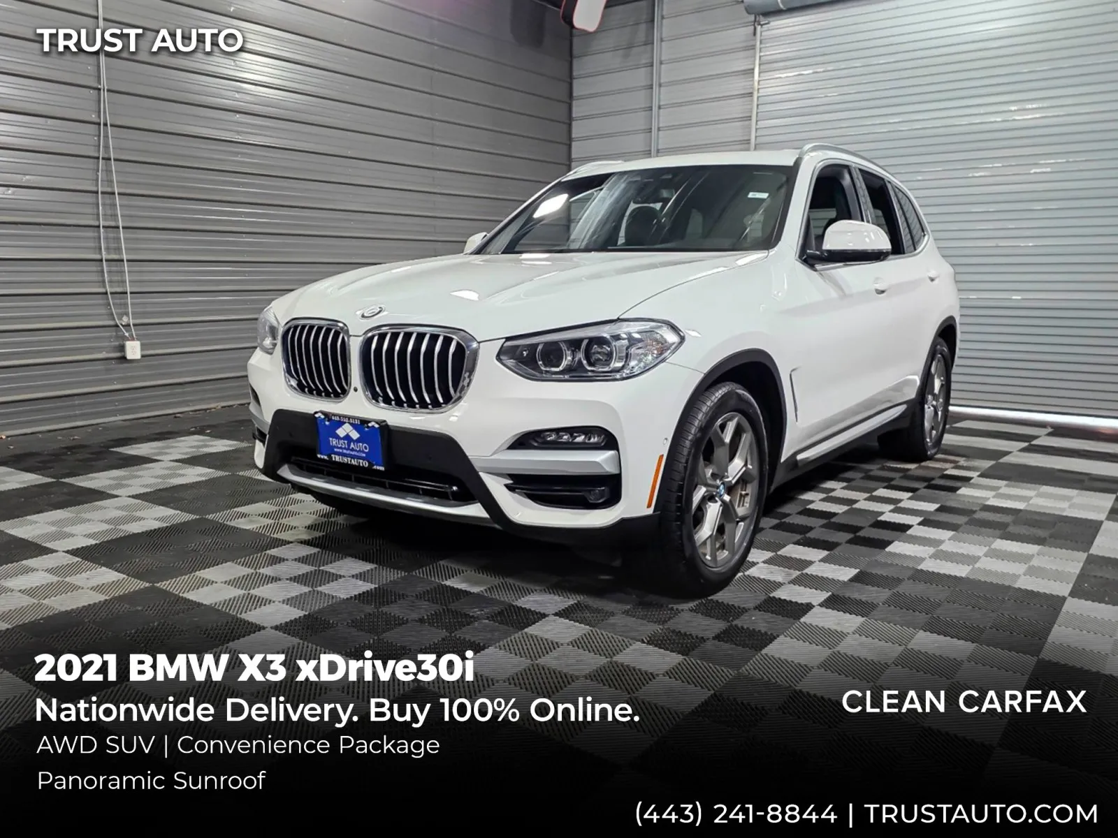 White 2021 BMW X3 xDrive30i AWD SUV w/Convenience Pkg for sale in Sykesville, MD