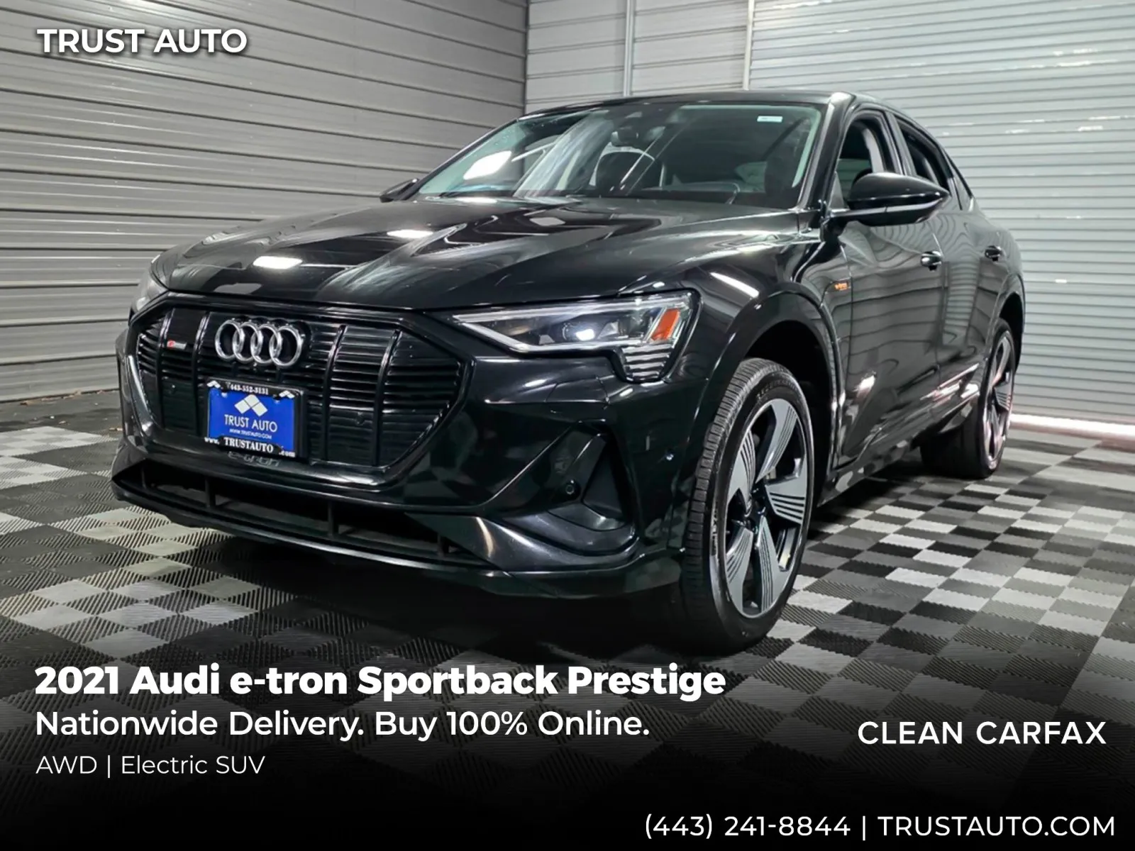 Black 2021 Audi e-tron Sportback Prestige Quattro AWD Electric Luxury SUV for sale in Sykesville, MD