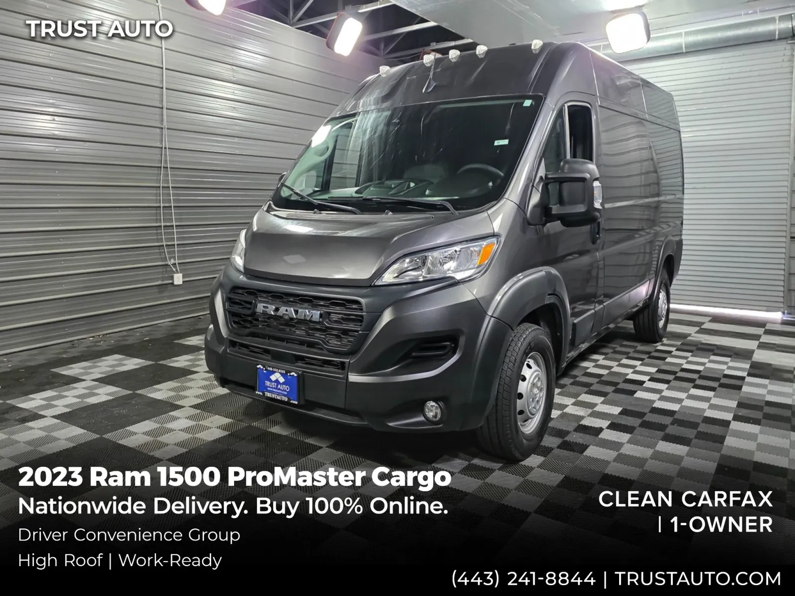 Gray 2023 Ram 1500 ProMaster Cargo 136''WB High Roof Minivan/Van for sale in Sykesville, MD