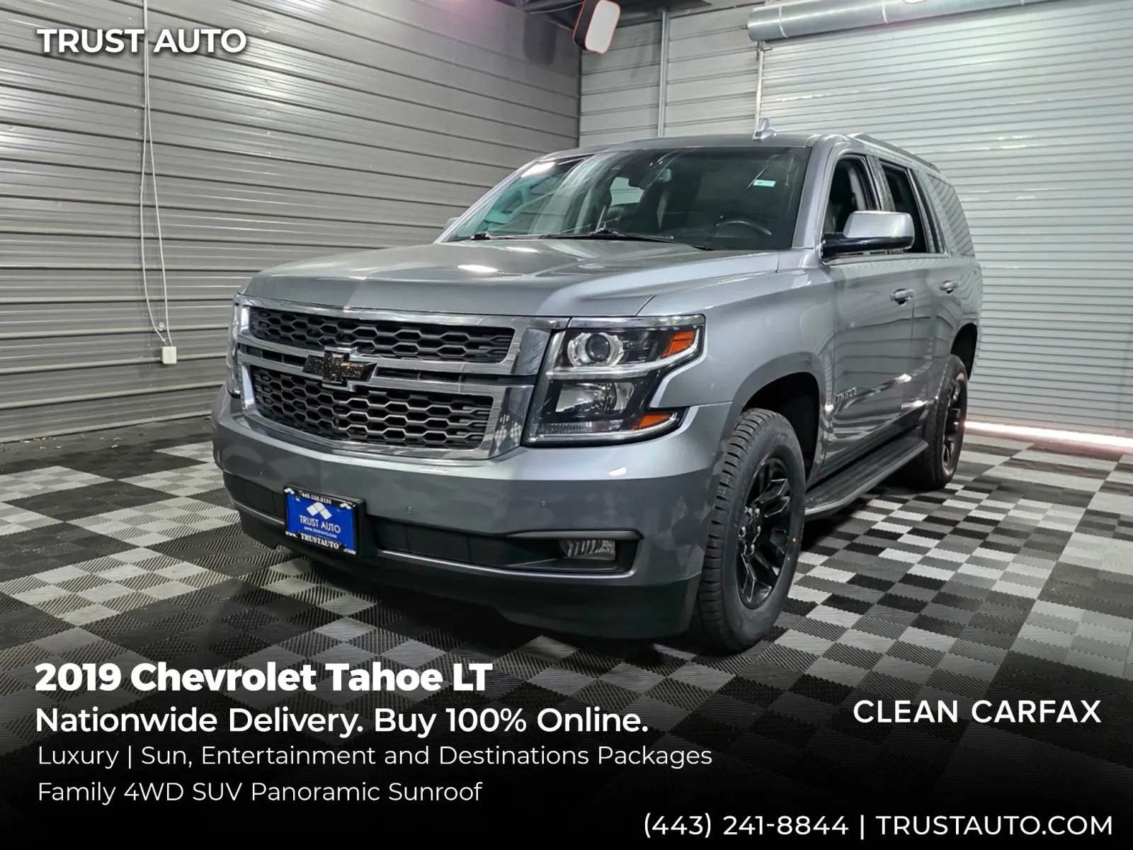 Gray 2019 Chevrolet Tahoe LT 4WD 8-Passenger Luxury SUV w/Entertainment/Luxury Pckgs for sale in Sykesville, MD