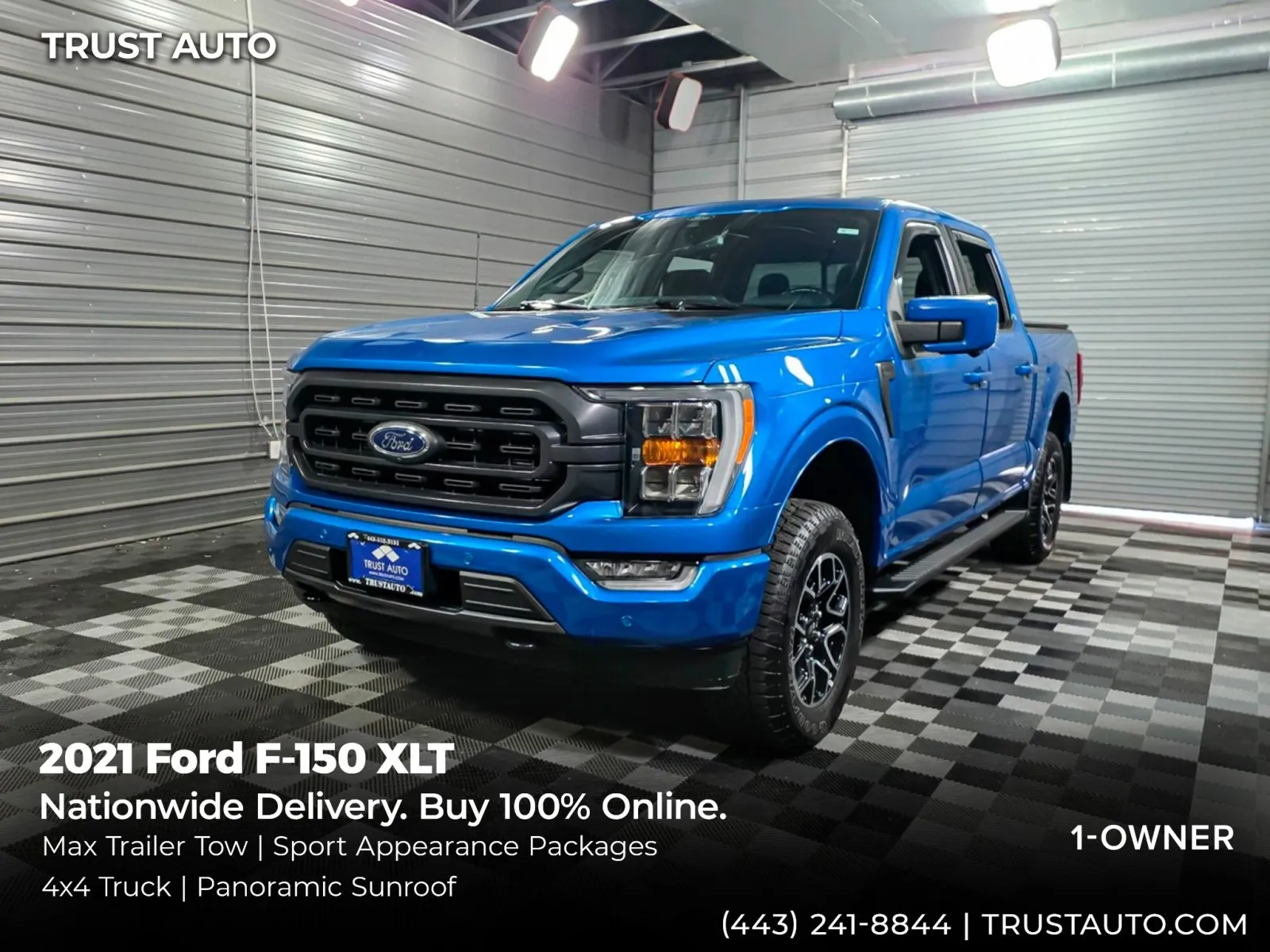 Blue 2021 Ford F-150 XLT 4WD SuperCrew Pickup Truck w/Max Trailer Tow/Sport Appearance Pckgs for sale in Sykesville, MD