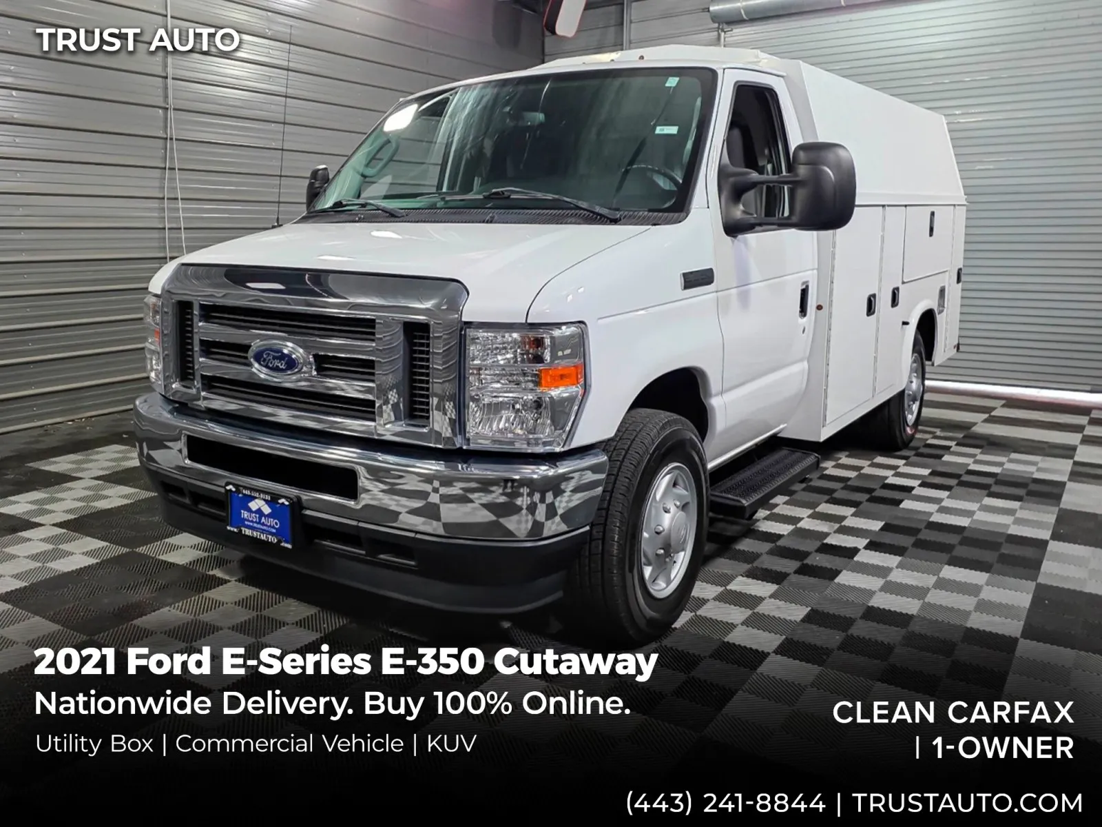 White 2021 Ford E-Series E-350 Cutaway 138'WB Commercial Utility Van & KUV Service Body for sale in Sykesville, MD