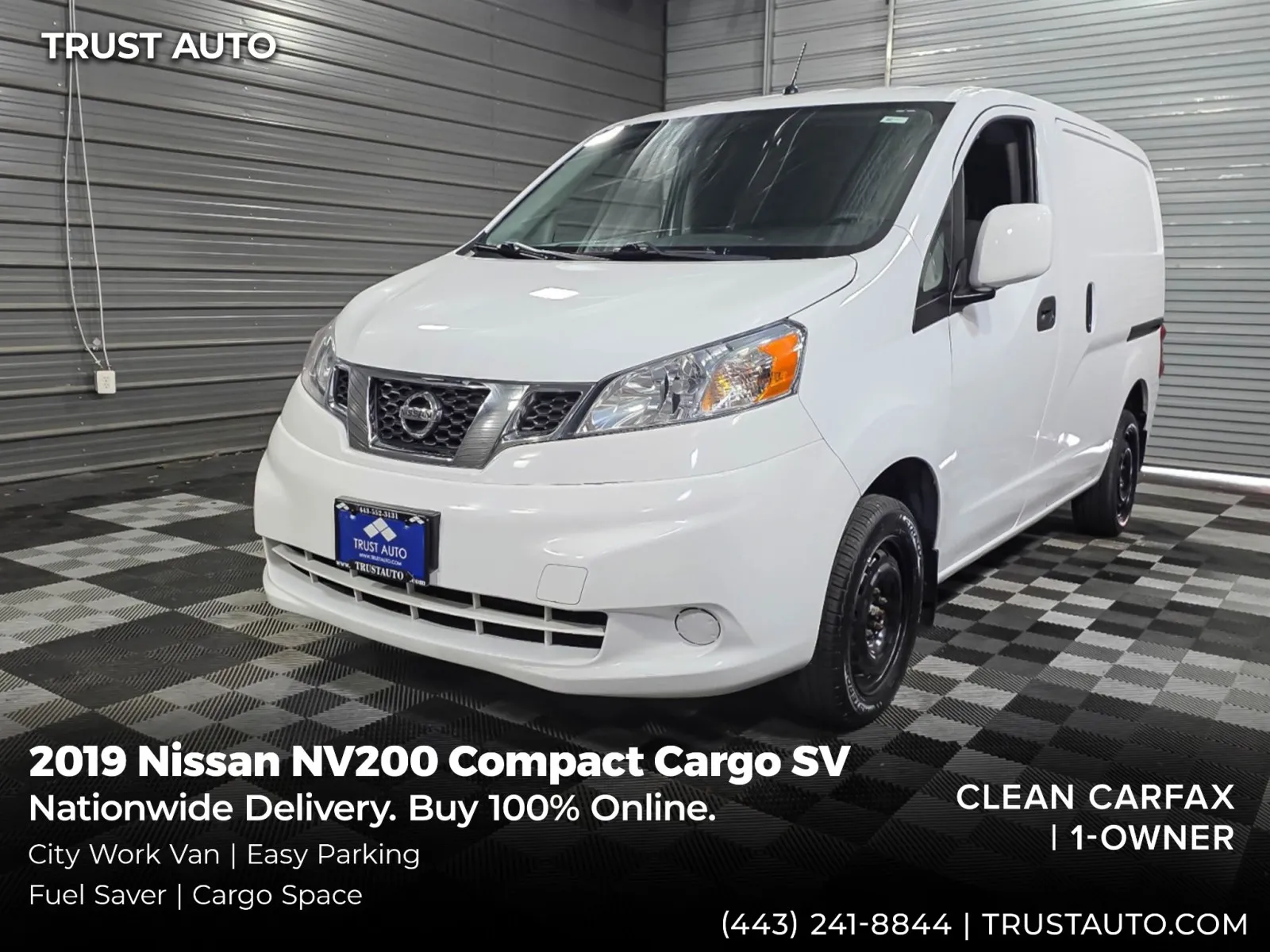 White 2019 Nissan NV200 Compact Cargo SV Minivan/Van for sale in Sykesville, MD