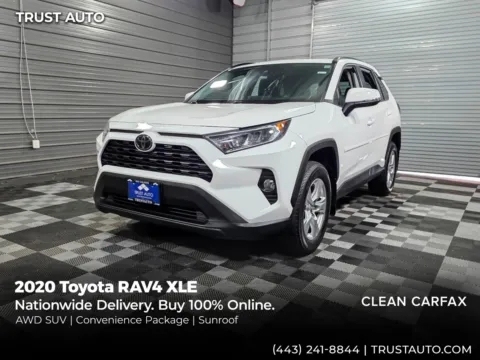 White 2020 Toyota RAV4 XLE AWD SUV for sale in Sykesville, MD