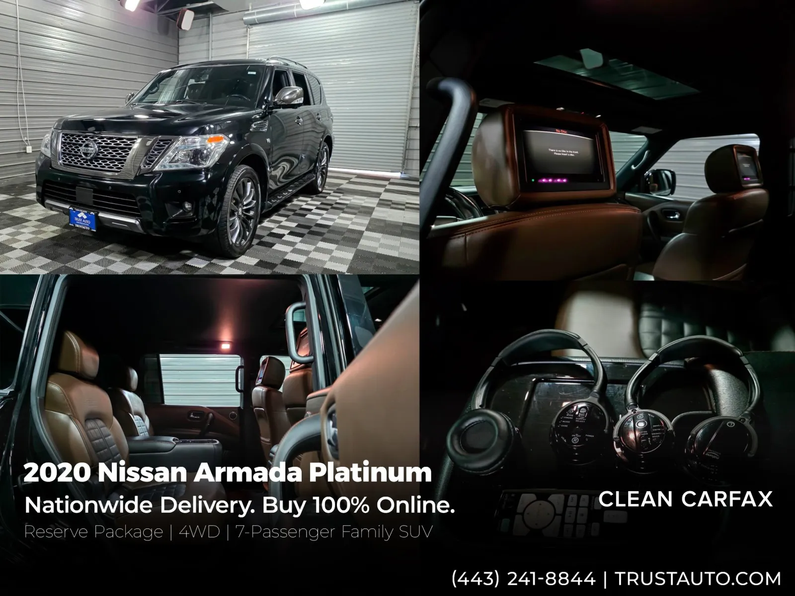 Black 2020 Nissan Armada Platinum 4WD 7-Passenger Luxury SUV w/Reserve Pkg for sale in Sykesville, MD