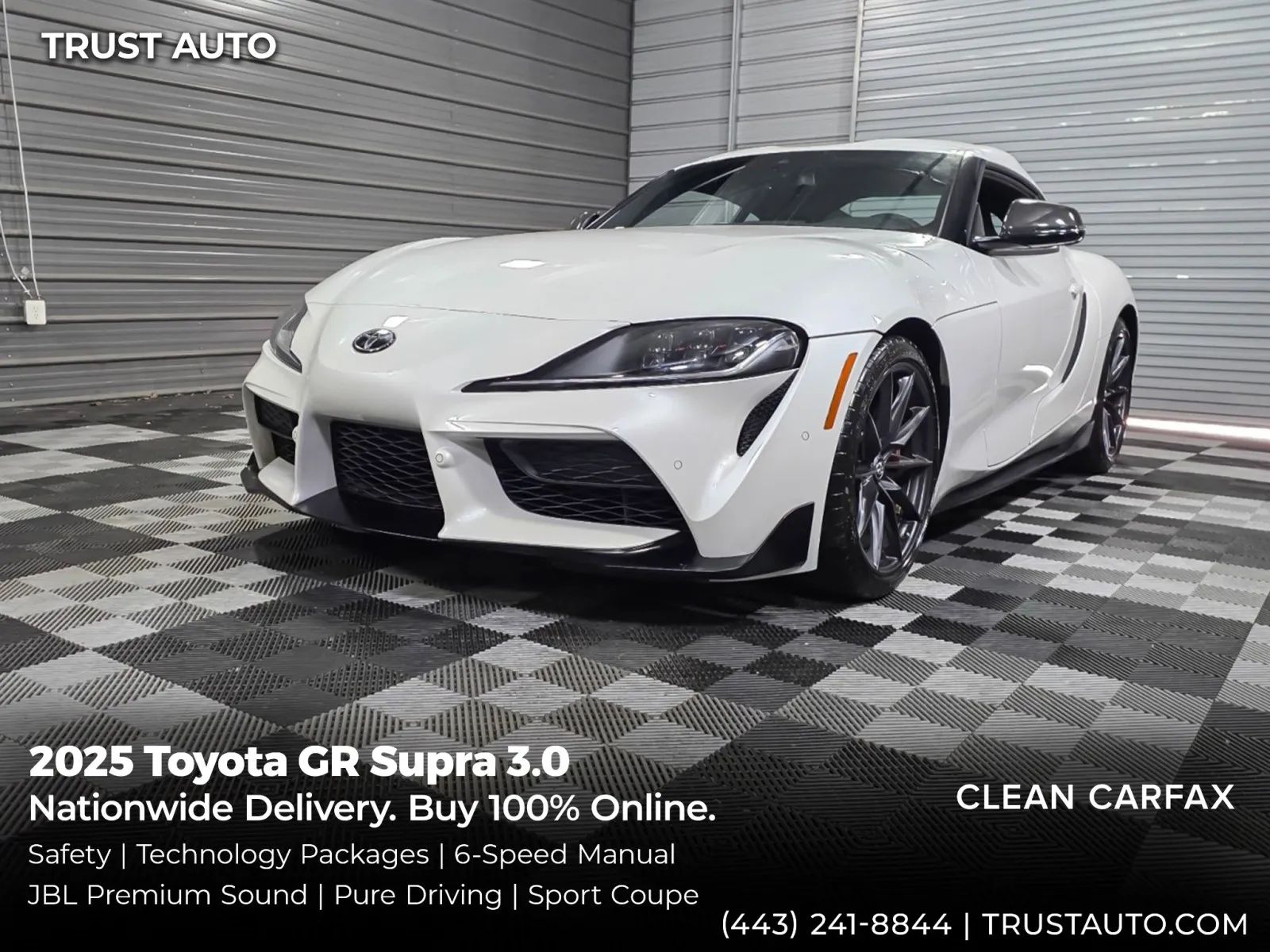 White 2025 Toyota GR Supra 3.0 6-Speed Manual Luxury Coupe w/Safety/Technology Pkgs for sale in Sykesville, MD