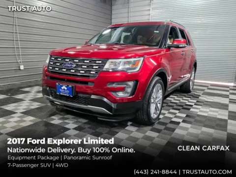 Red 2017 Ford Explorer Limited 4WD 7-Passenger SUV w/Equipment Pkg for sale in Sykesville, MD