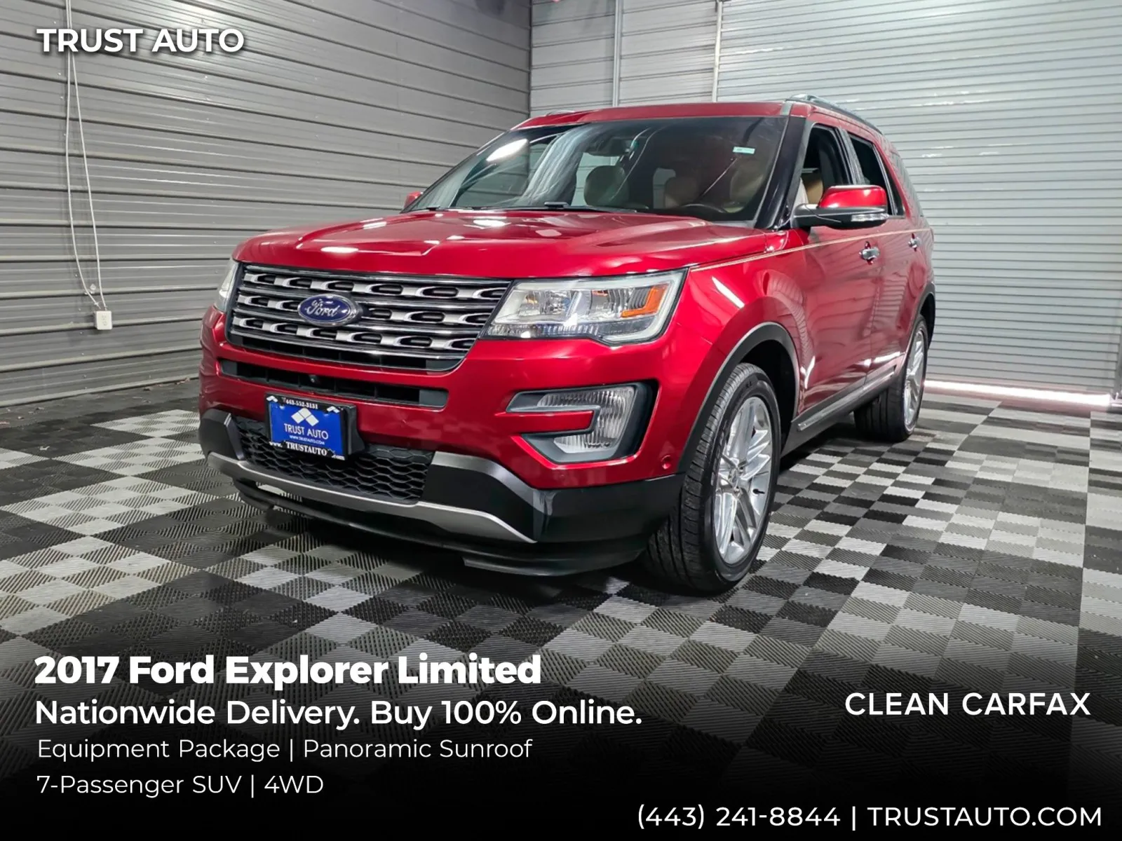 Red 2017 Ford Explorer Limited 4WD 7-Passenger SUV w/Equipment Pkg for sale in Sykesville, MD