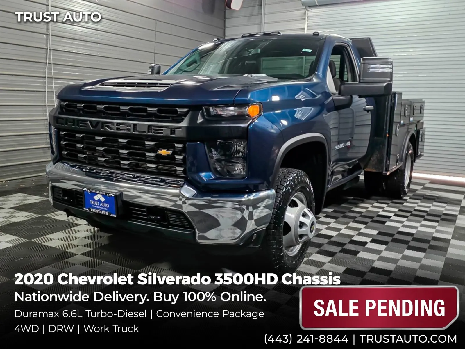 2020 Chevrolet Silverado 3500HD Chassis WT Flat Bed 4WD DRW Regular Cab Duramax Turbo-Diesel Pickup Truc for sale in Sykesville, MD