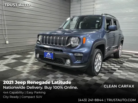 Blue 2021 Jeep Renegade Latitude 4WD SUV for sale in Sykesville, MD