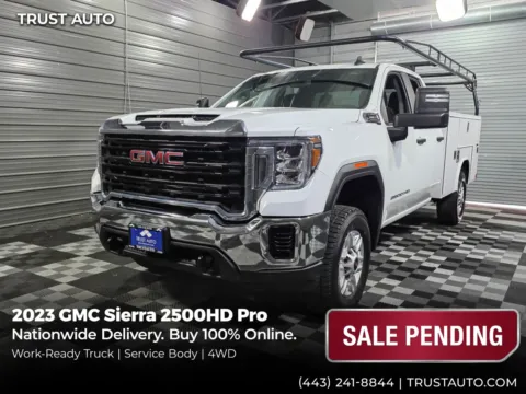 White 2023 GMC Sierra 2500HD Pro 4WD Double Cab 8FT Long Bed 6.6L V8 Commercial/Service/Utili for sale in Sykesville, MD