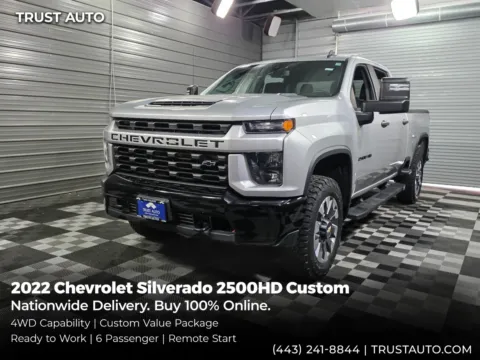 Silver 2022 Chevrolet Silverado 2500HD Custom 4WD Crew Cab 6-Pass 6.6L V8 Pickup Truck w/Custom Value Pkg for sale in Sykesville, MD