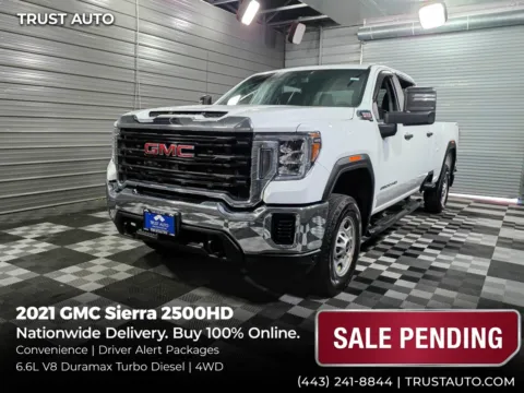 White 2021 GMC Sierra 2500HD 4WD Crew Cab 8FT Bed 6.6L V8 Pickup Truck w/Convenience Pkg for sale in Sykesville, MD