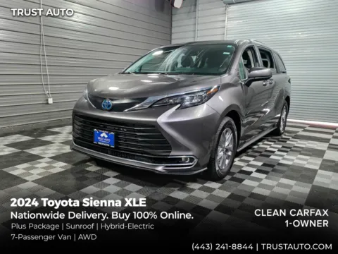 Gray 2024 Toyota Sienna XLE 7-Passenger Hybrid-Electric Minivan/Van w/Plus Pkg for sale in Sykesville, MD