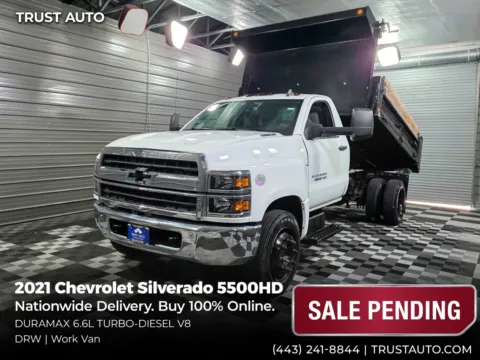White 2021 Chevrolet Silverado 5500HD Work Truck Regular Cab DRW RWD for sale in Sykesville, MD