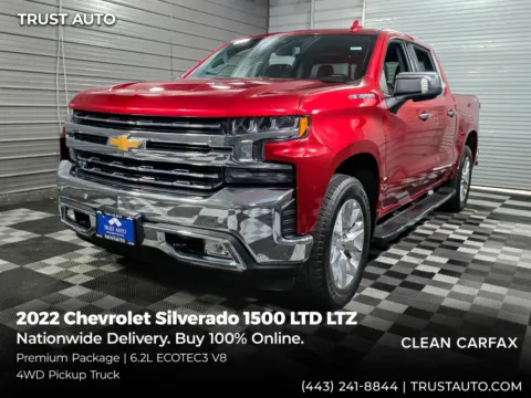 Red 2022 Chevrolet Silverado 1500 LTD LTZ 4WD Crew Cab Pickup Truck w/Premium Pkg for sale in Sykesville, MD