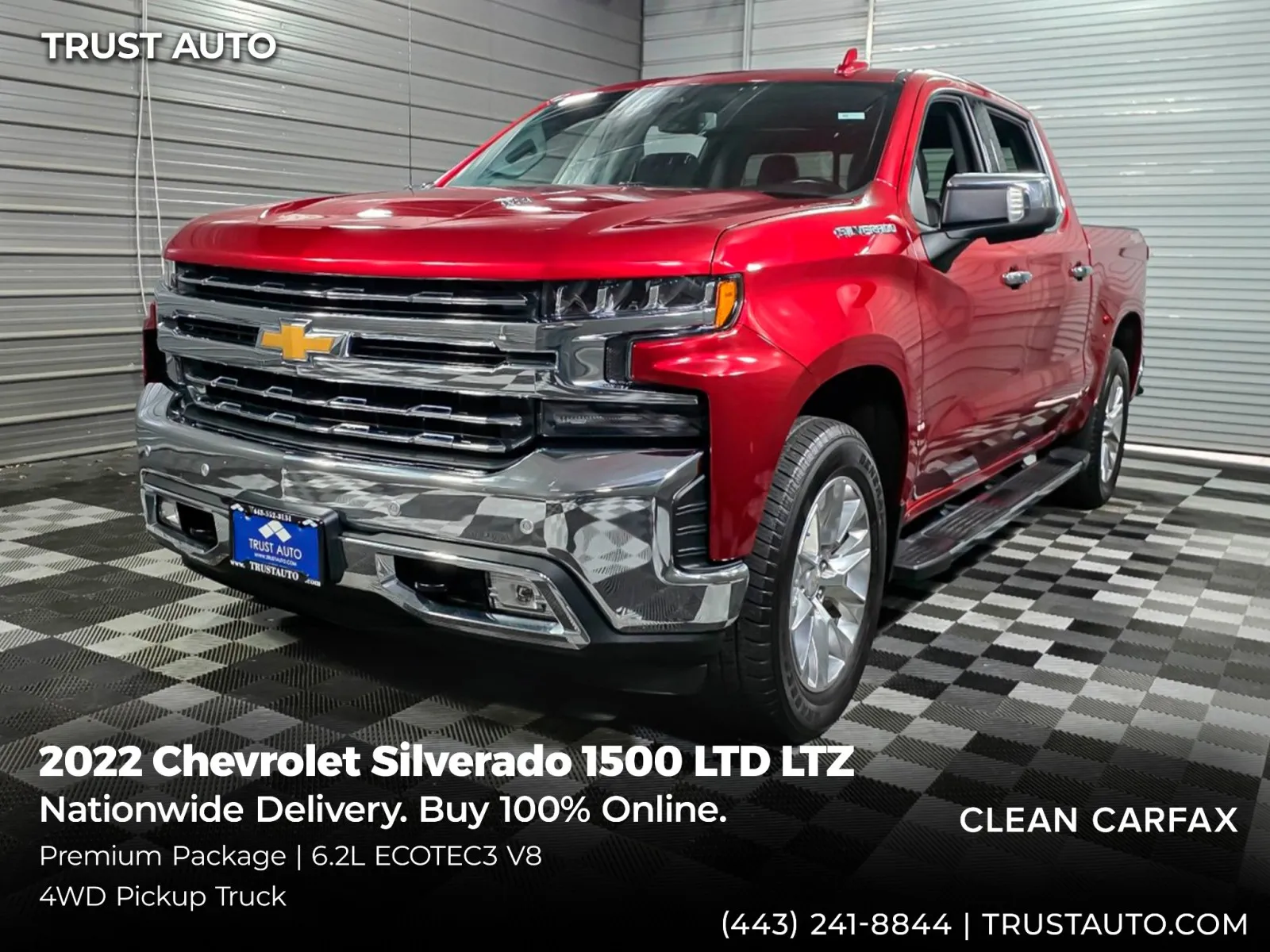 Red 2022 Chevrolet Silverado 1500 LTD LTZ 4WD Crew Cab Pickup Truck w/Premium Pkg for sale in Sykesville, MD