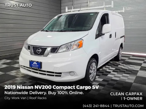 White 2019 Nissan NV200 Compact Cargo SV Minivan/Van w/Roof Racks for sale in Sykesville, MD